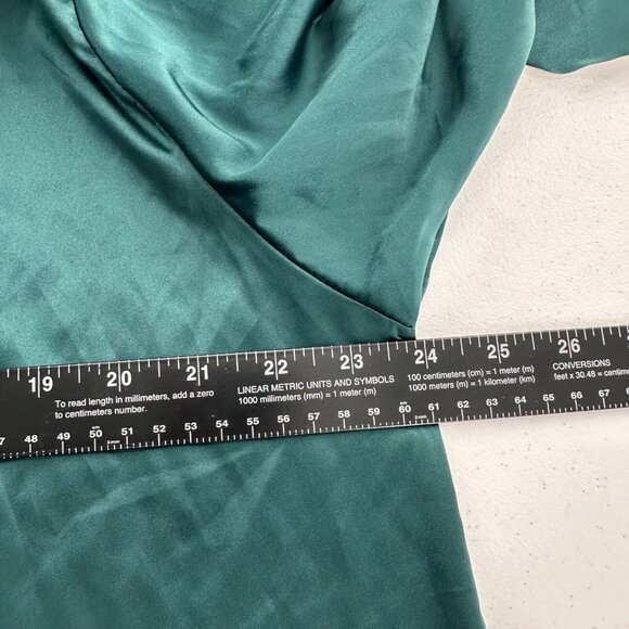 Emerald Green Kimono Cardigan Robe Lace Trim Open Front Lightweight One Size - Picture 2 of 8